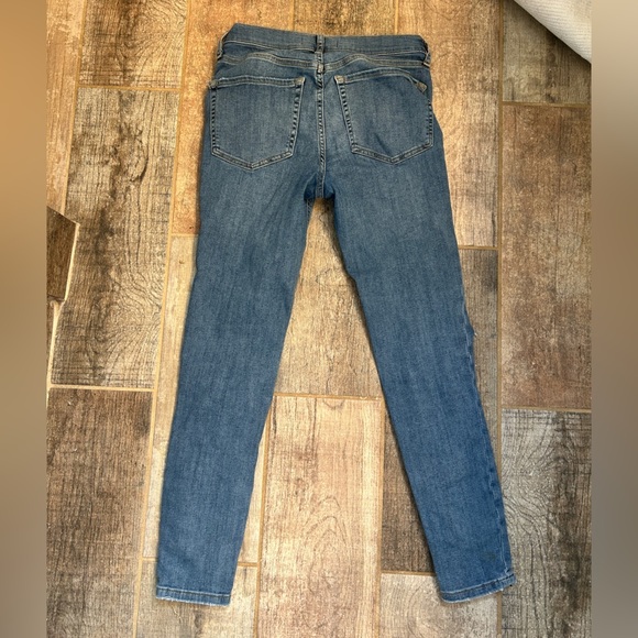 FREE PEOPLE High Rise Busted Knee Mid Stone Blue Skinny Jeans - Picture 7 of 8